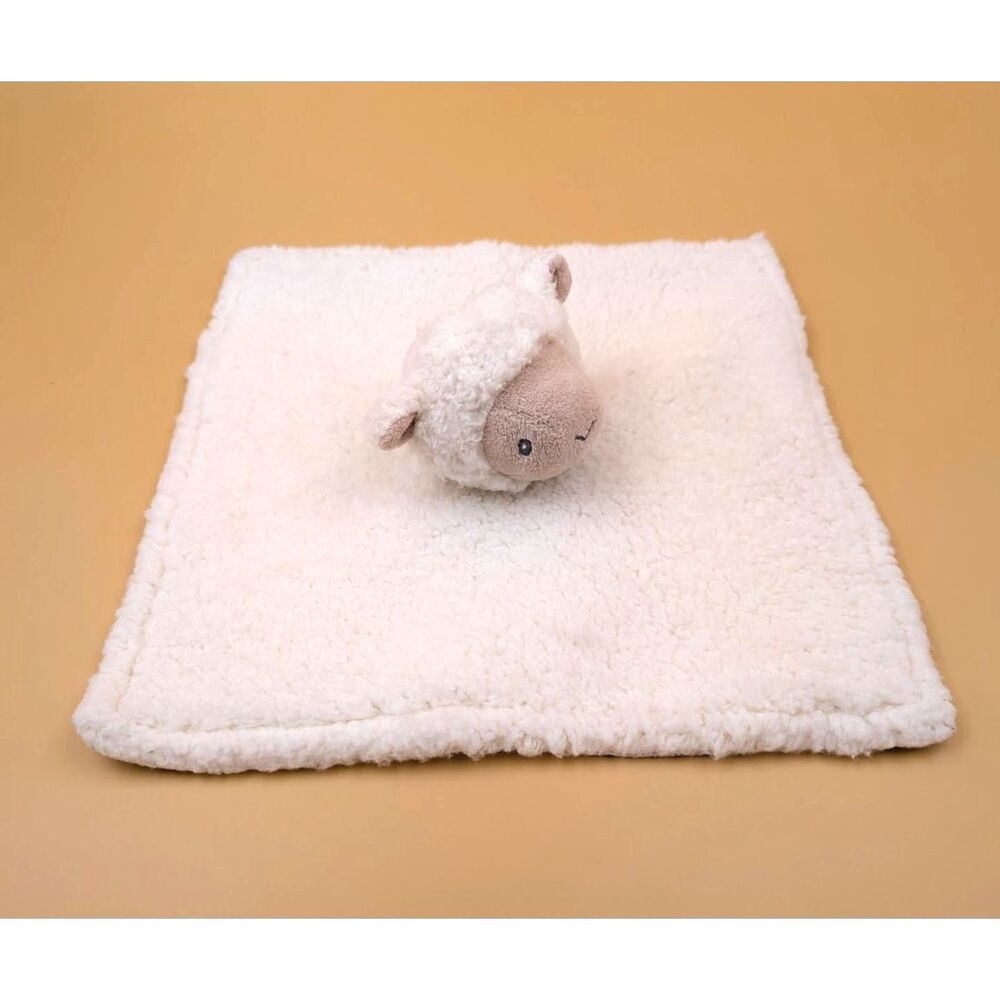 Baby Lamb Lovey Security Blanket White Sherpa Satin Nursery - Picture 5 of 10